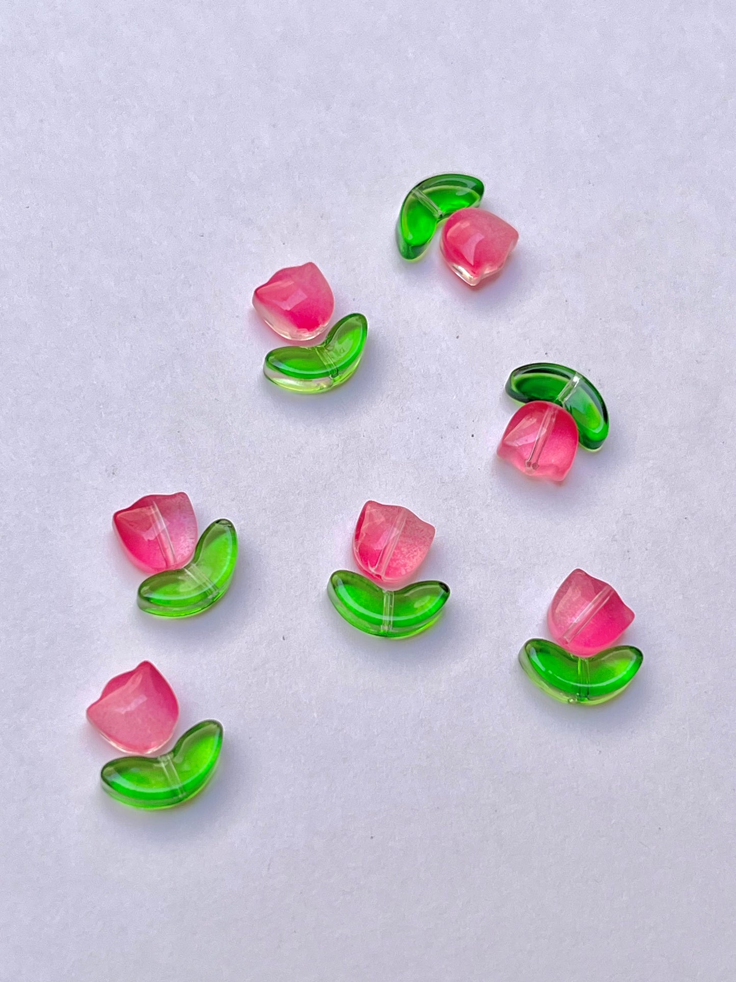Glass tulip beads